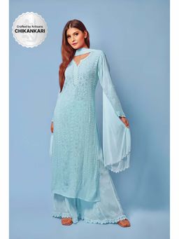 Label Aishwaryrika - Baby Blue Chikankari Kurta