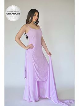 Label Aishwaryrika - Cleopatra Lavender Chikankari Anarkali Kurta