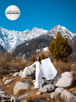 Label Aishwaryrika - Aspen White Chikankari Lace Kurta with Palazzo and Dupatta (Set of 3)