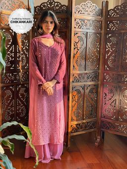 Label Aishwaryrika - Misty Purple Chikankari And Mukaish Ring Work Kurta