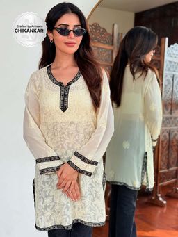 Label Aishwaryrika - Butter Noir Chikankari Short Kurti