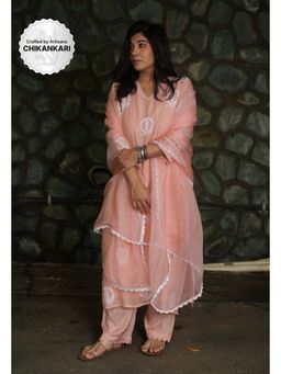 PANTS AND PAJAMAS - Blush Pink Organza Dupatta