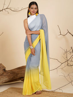 Teejh - Celestial Sky Pre-Draped Saree with Unstitched Blouse