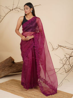 Teejh - Petal Perfume Organza Saree with Unstitched Blouse