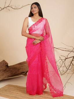 Teejh - Spring Serenade Organza Saree with Unstitched Blouse