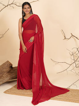Teejh - Ruby Rose Pre-Draped Saree with Unstitched Blouse