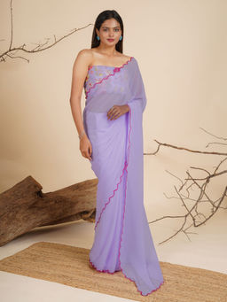 Teejh - Orchid Essence Georgette Saree with Unstitched Blouse