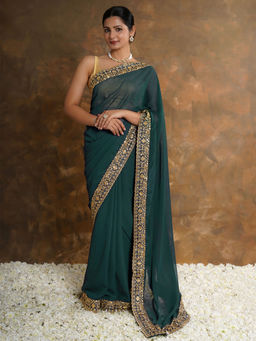 Teejh - Aditi Georgette Saree with Unstitched Blouse
