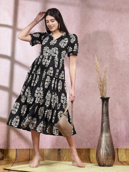 Stylum - Womens Floral Printed Rayon Tiered Dress
