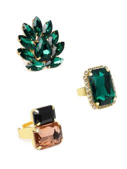 Zaveri Pearls - Combo of 3 Party Bling Adjustable Finger Rings-ZPFK10366