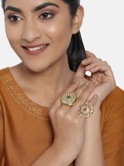 Zaveri Pearls - Combo of 2 Wedding Collection Adjustable Finger Ring-ZPFK10371