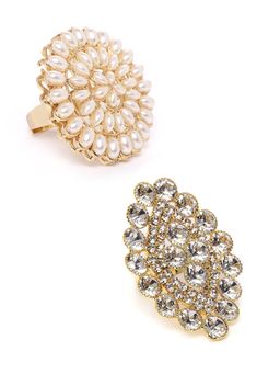 Zaveri Pearls - Combo of 2 Wedding Collection Adjustable Finger Ring-ZPFK10372