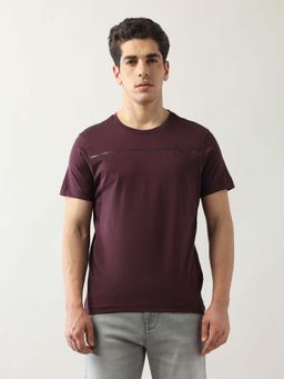 Arrow Newyork - Purple Men's Graphic Printed Night Is Young T-Shirt