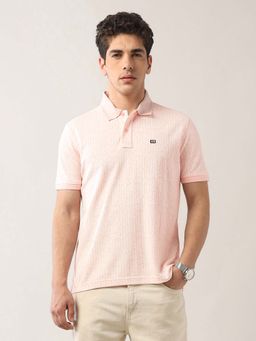 Arrow Sports - Pink Men's Vertical Striped Spring Sorbet Polo T-Shirt