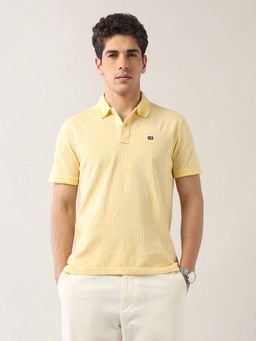 Arrow Sports - Yellow Men's Vertical Striped Spring Sorbet Polo T-Shirt