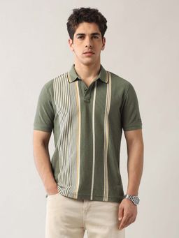 Arrow Sports - Men's Vertical Striped Regular Fit Polo T-Shirt