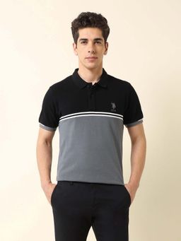 U.S. POLO ASSN. - Men's Colour Blocked Modern Monochrome Polo T-Shirt