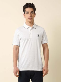 U.S. POLO ASSN. - White Men's Solid Monochrome Majesty Polo T-Shirt