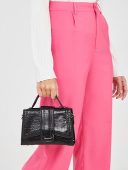 Styli - Snake Skin Textured Patent Handbag with Chain Strap (Set of 2)