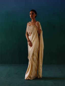 DRISHTI CHHABRAA - The White Goddess Drape Saree with Stitched Blouse