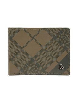 United Colors of Benetton - Mens Leather Slim Fold Wallet Cathair - Olive