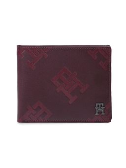 Tommy Hilfiger - Mens Leather Global Coin Wallet Branco - Wine