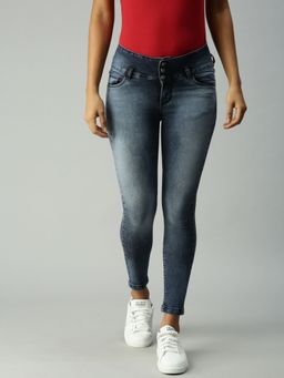 SHOWOFF - Womens Skinny Fit Clean Look Blue Jeans