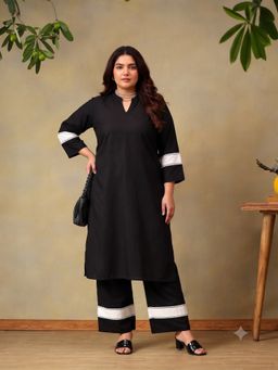 Bani Women - Women Plus Size Black Solid Co-Ord Set