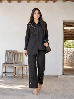 KAFTANIZE - Women Black Embellished Co-Ord Set