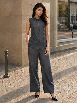 KAFTANIZE - Women Grey Solid Co-Ord Set