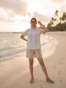 Zolo Label - Off White Geometric Printed Co-Ord Set