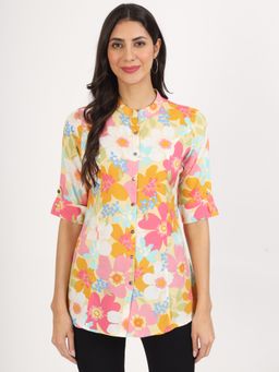 Divena - Multi-Color Floral Rayon Top