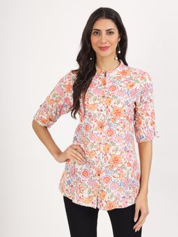 Divena - Multi-Color Floral Printed Rayon Top