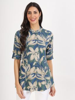 Divena - Multi-Color Floral Printed Rayon Top