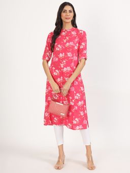 Divena - Floral Printed Rayon A-Line Kurta