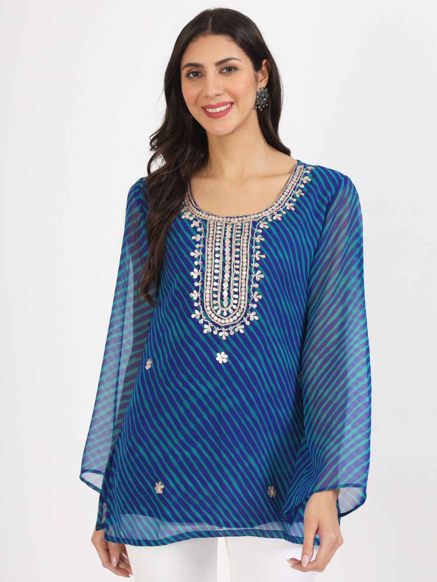 divena Blue Printed Georgette Kurti-picture-10