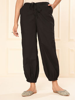 Aravalii - Black Embroidered Lace Cuff Pants