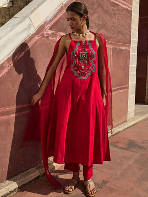 Okhai 'Laasya' Pure Cotton Embroidered Kurta-Pant Set