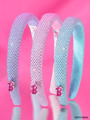 Hair Drama Co Barbie Rhinestone puff Hair Band with Barbie Charm-Blue
