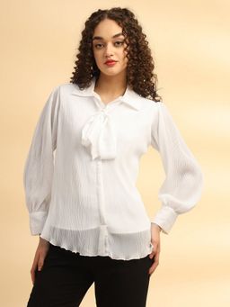 JUSTIN WHYTE - Pleated White Shirt Top
