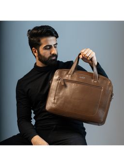 Eske - Brown Arlen Textured 14 Inch Laptop Bag