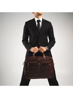 Eske - Berg 15" Genuine Leather Men Laptop-Macbook Messenger Bag with Shoulder Strap