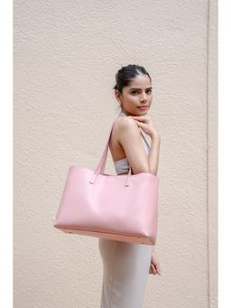 Eske - Victora Pink Solid Vegan Leather Tote