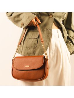 Eske - Adeline Tan Solid Vegan Leather Shoulder Bag