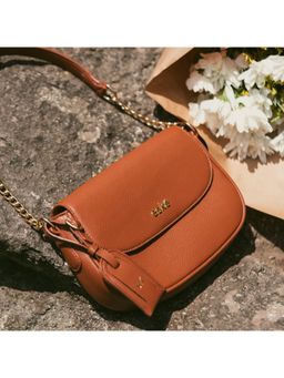 Eske - Odette Tan Solid Vegan Leather Shoulder Bag