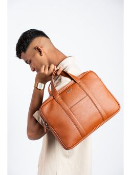 Eske - Unisex Mikel 13 Black Solid Vegan Leather Messenger Laptop Bag with Adjustable Strap