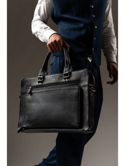 Eske - Unisex Maik 14 Black Solid Genuine Leather Laptop Messenger Bag for Men