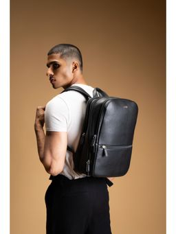 Eske - Turner Black Solid Vegan Leather Laptop Backpack Fits Upto 14" Laptop