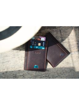 Eske - Norway Brown Textured Geniune Leather Unisex Slim Wallet Holds Upto 6 Cards