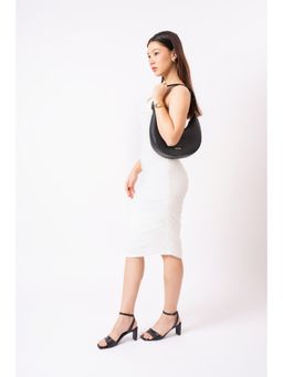 Eske - Snow Black Solid Vegan Leather Hobo Bag